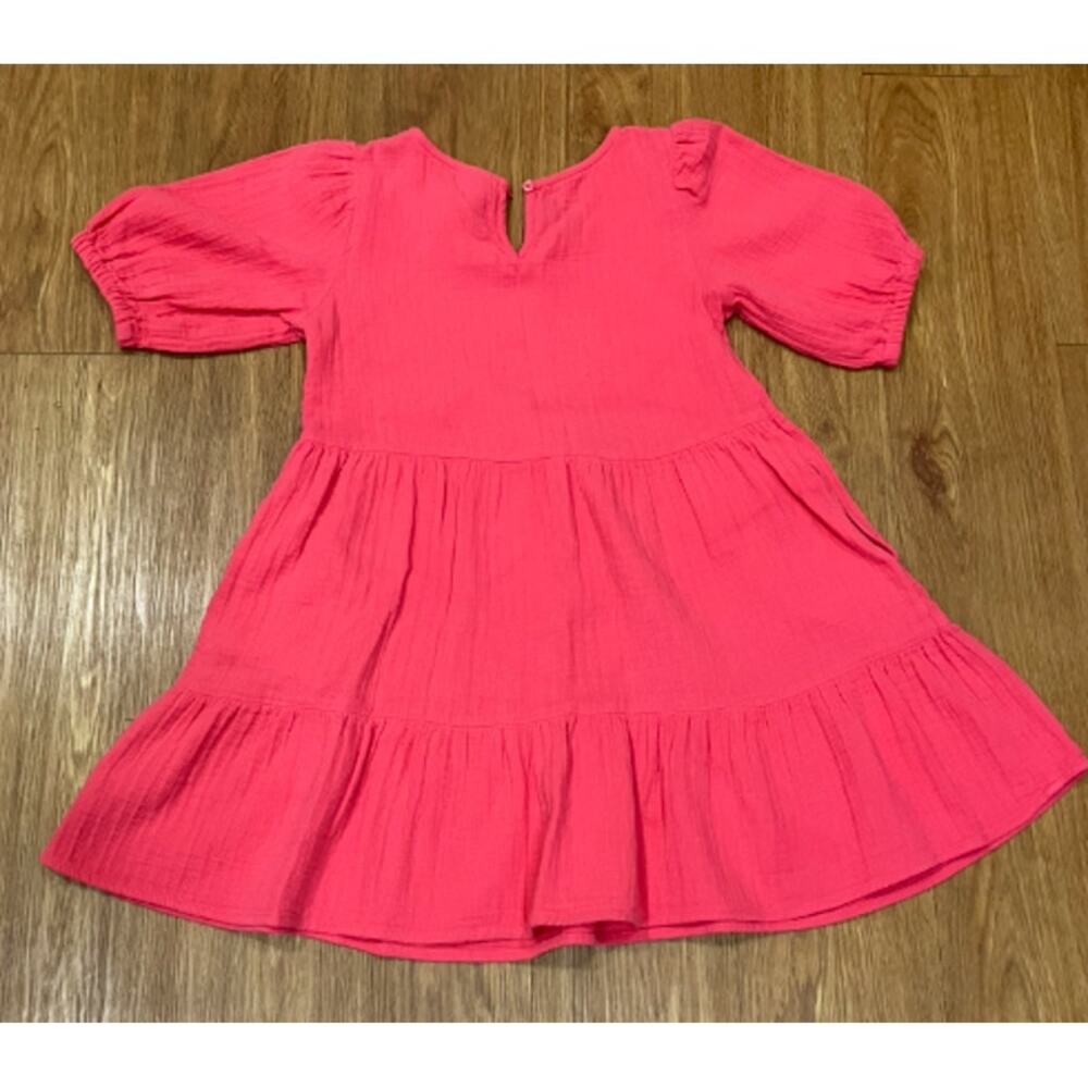 Cat & Jack Girls' Short Sleeve Gauze Dress Pink L( 10-12) - Picture 3 of 5